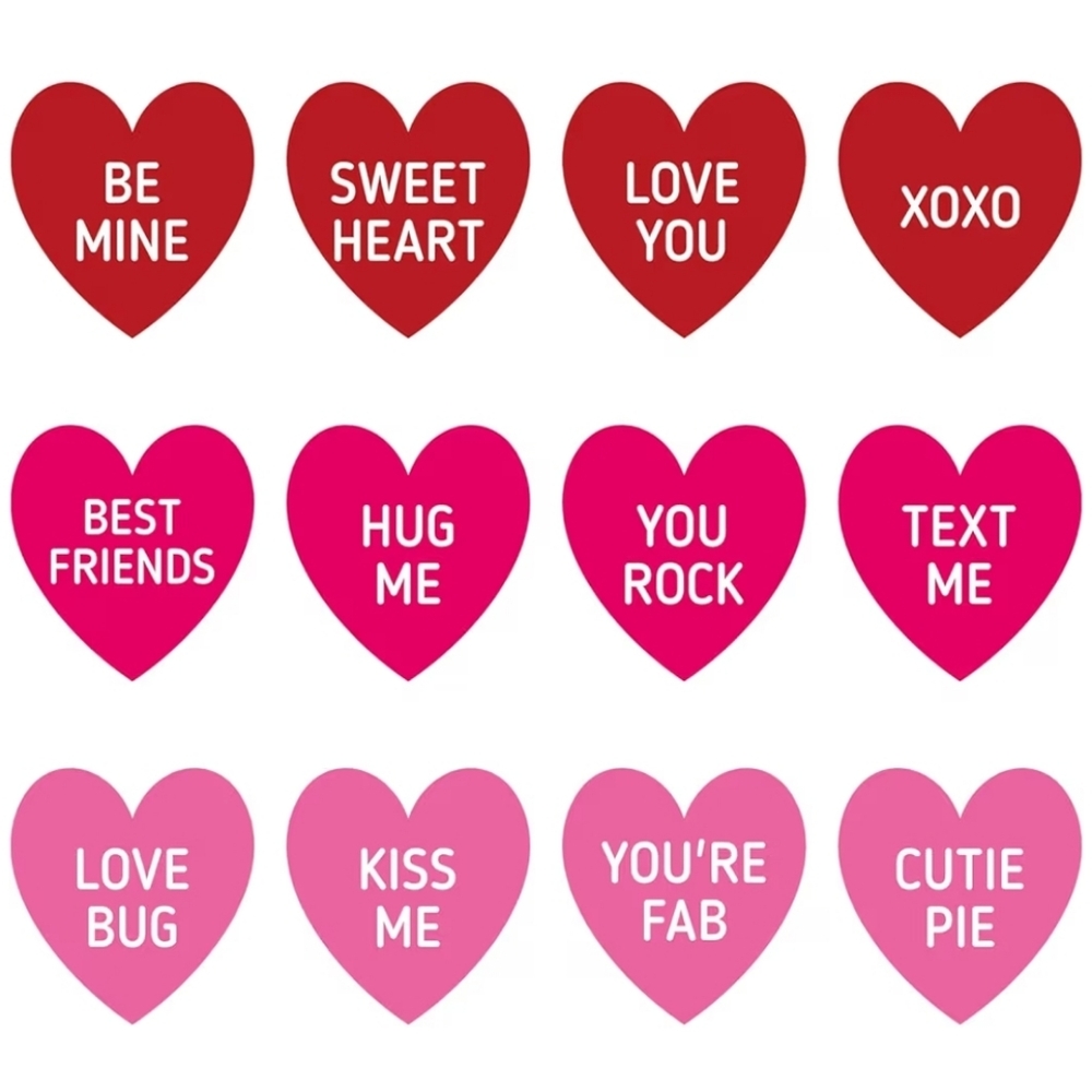 480pc Valentines Day Conversation Heart Stickers Red Pink 1.5in Bulk Kids Craft‎